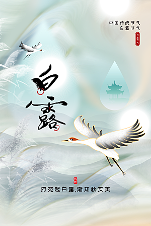 白露节气传统海报