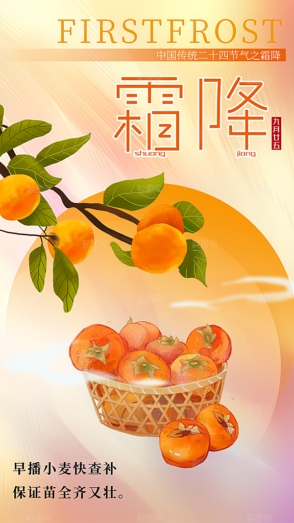 传统节气霜降海报模版