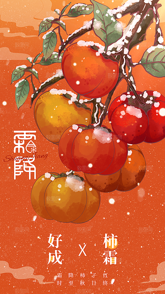 传统节气霜降海报模版