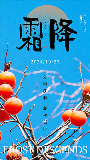 传统节气霜降海报模版