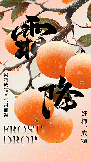 霜降节气简约大气海报