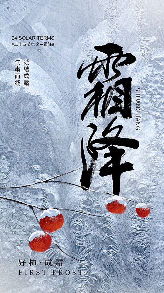 霜降节气简约大气海报