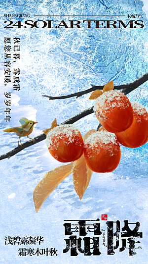 传统节气霜降海报模版