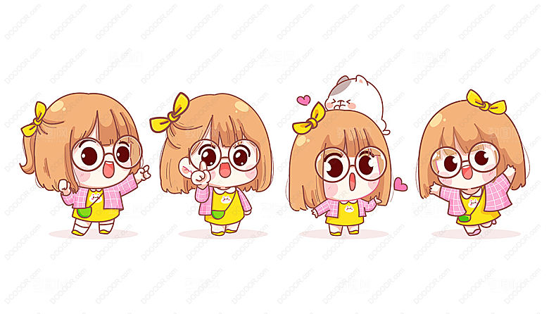 小女孩男孩女孩厨师卡通人物