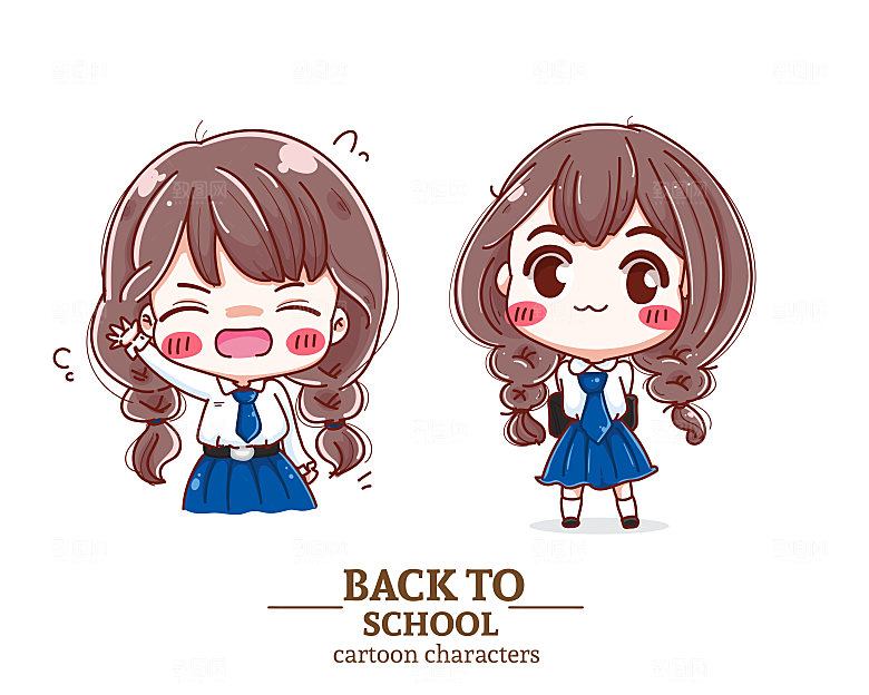 小女孩男孩女孩厨师卡通人物