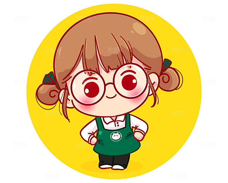 小女孩男孩点心茶厨师卡通插画