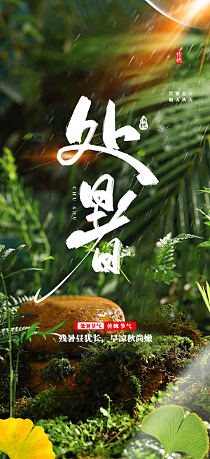 二十四节气处暑节气炎热节气海报