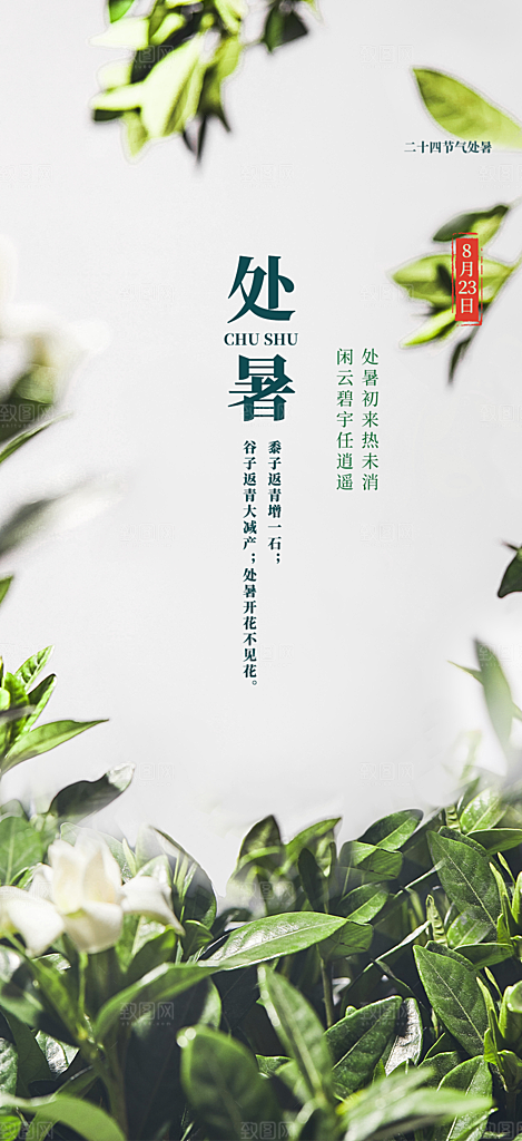 二十四节气处暑节气炎热节气海报