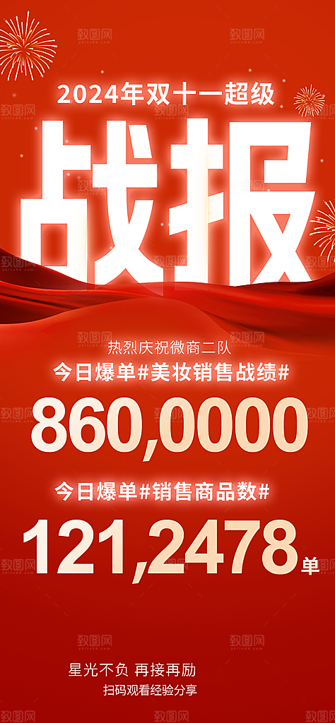 双11促销战报销售额战况电商宣传预热海报