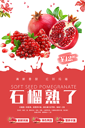 简约大气石榴活动促销海报