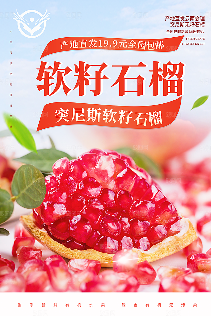 简约大气石榴活动促销海报