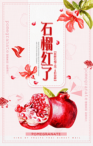 简约大气石榴活动促销海报