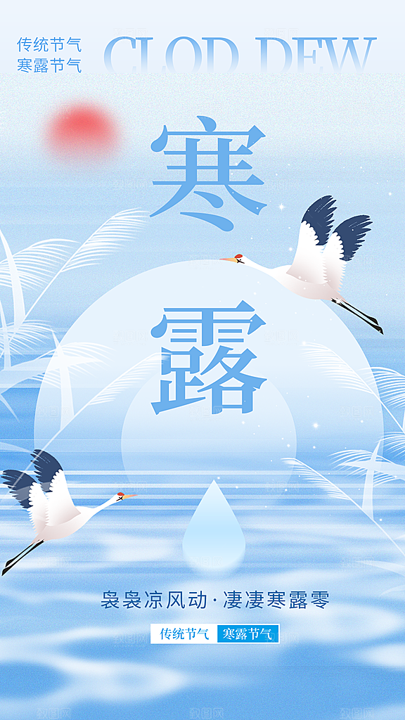 中国传统节气寒露手机海报