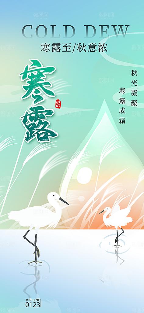 中国传统节气寒露手机海报