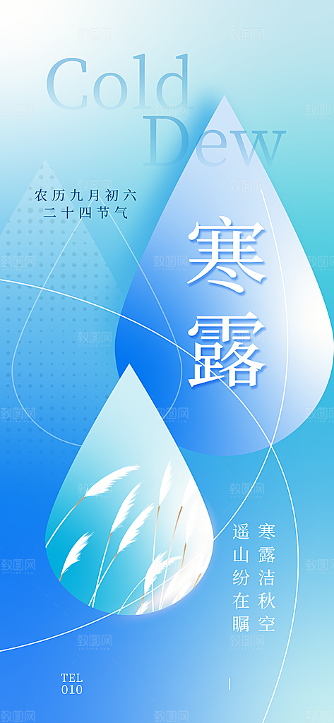 中国寒露节气手机海报