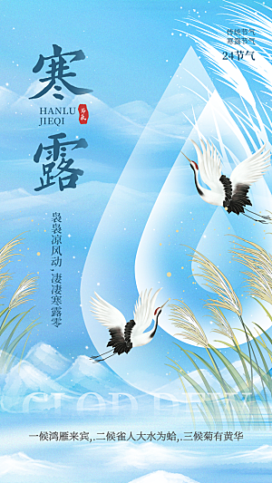 中国寒露节气手机海报