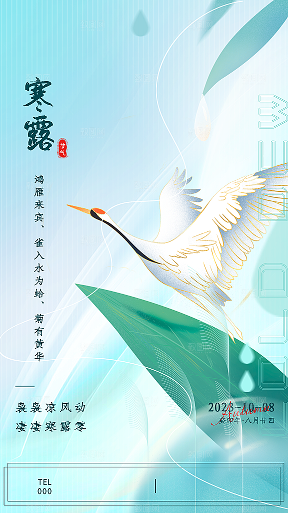 中国传统节气寒露手机海报