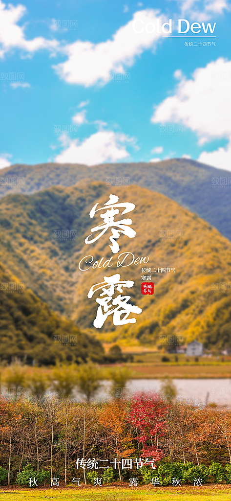 中国传统节气寒露手机海报