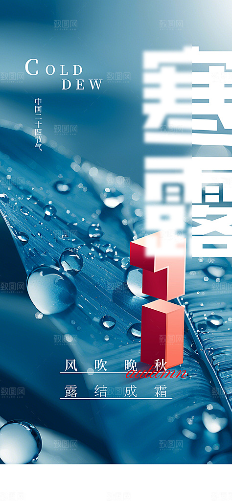 中国传统节气寒露手机海报
