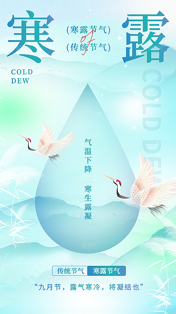 中国传统节气寒露手机海报