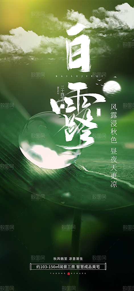 传统白露二十四节气海报