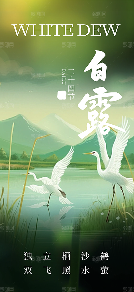 传统白露二十四节气海报