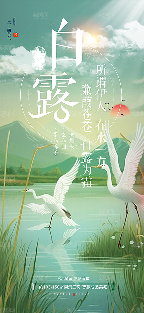 传统白露二十四节气海报
