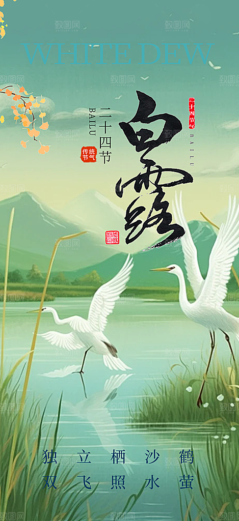 大气传统白露二十四节气海报