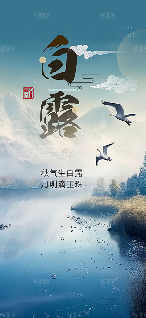 大气传统白露二十四节气海报