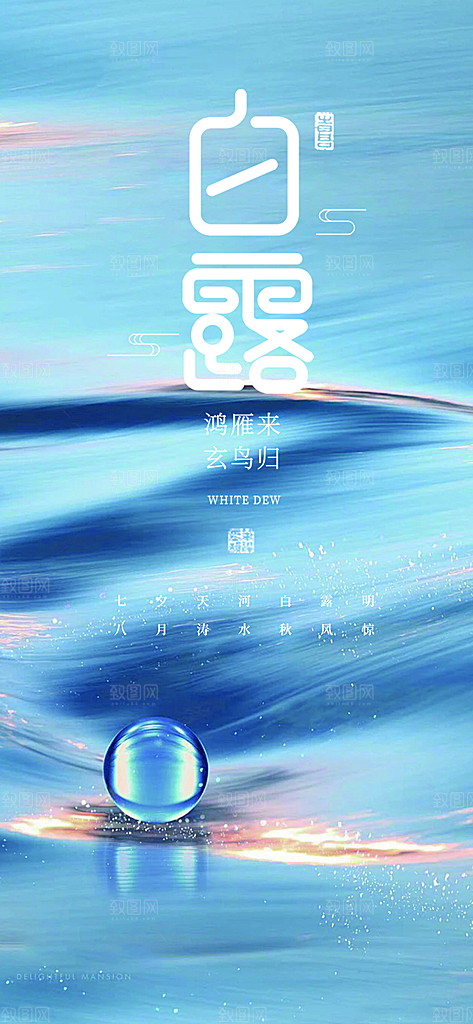 大气传统白露二十四节气海报