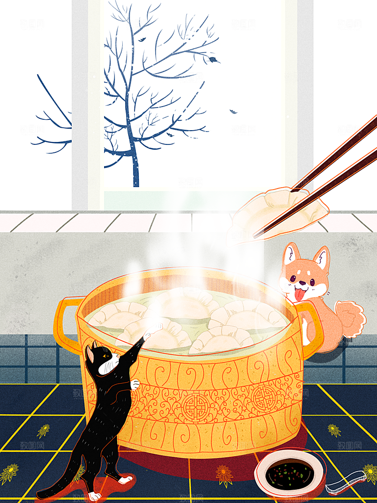 立冬节气简约大气海报