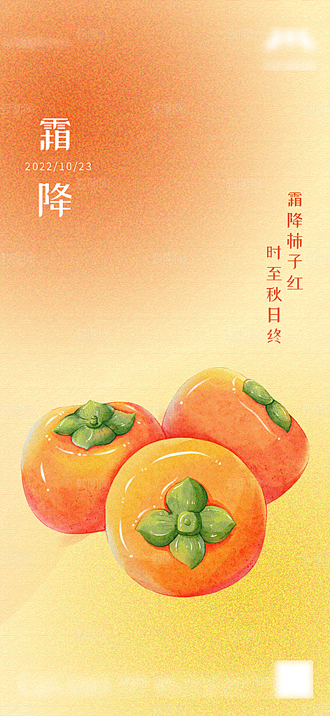 霜降节气简约大气海报