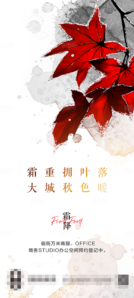 霜降节气简约大气海报