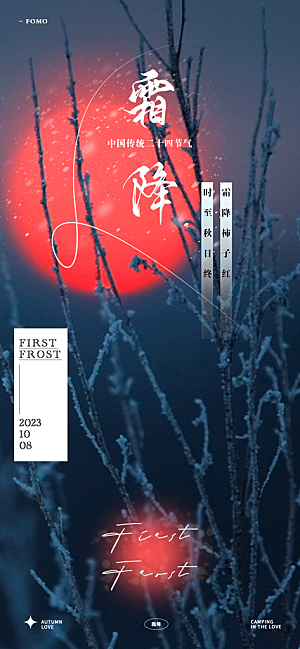 霜降节气简约大气海报
