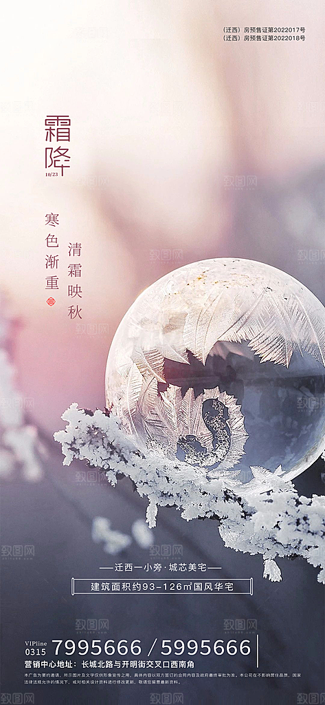 霜降节气简约大气海报