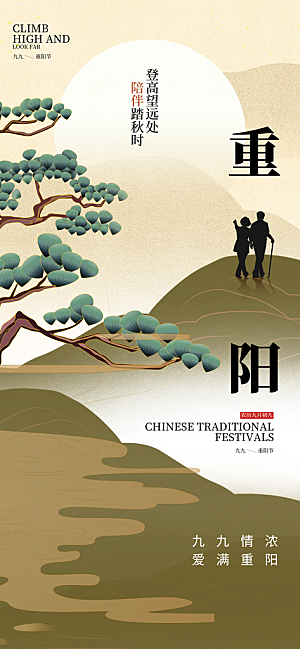 九九重阳节手机海报