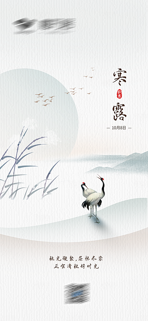 寒露节气简约大气海报