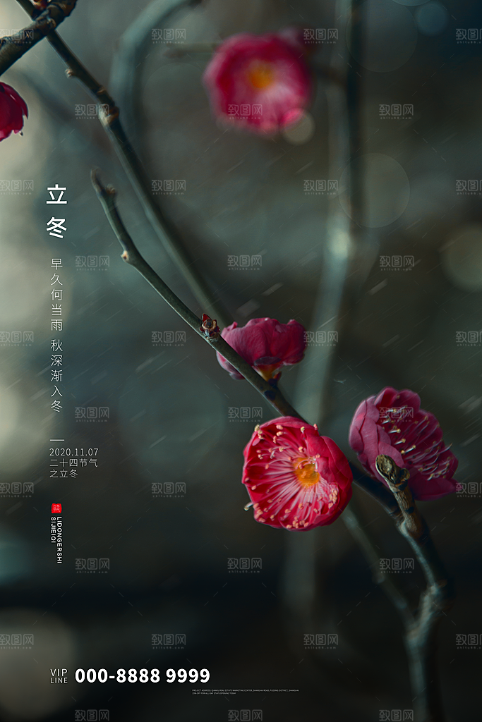 中国传统节日创意二十四节气立冬宣传海报