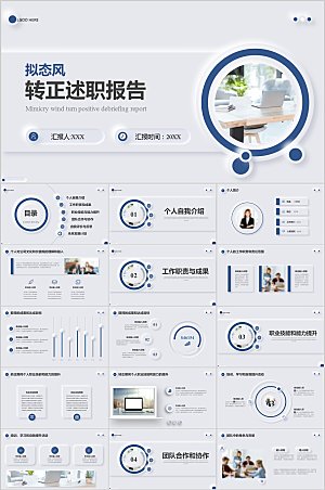 拟态风转正述职报告ppt模板