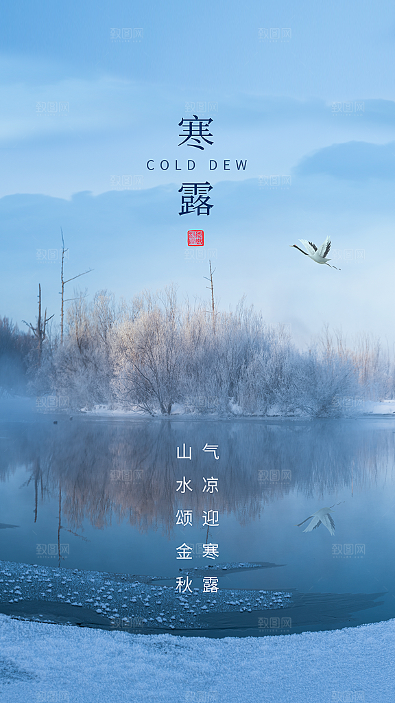 意境风寒露节气摄影图海报