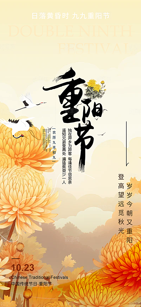 重阳节敬老爱老宣传活动海报