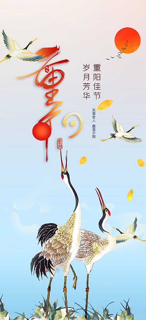重阳节敬老爱老宣传活动海报