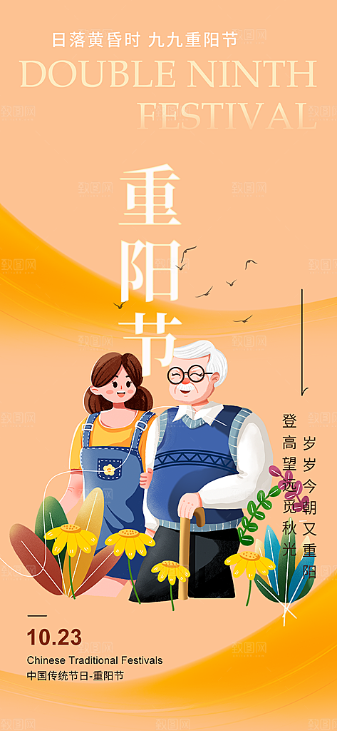 节日重阳节敬老爱老宣传活动海报
