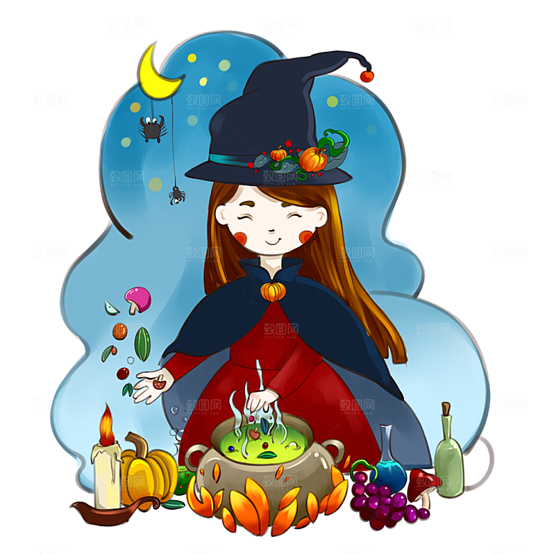 扫帚女巫万圣节女巫