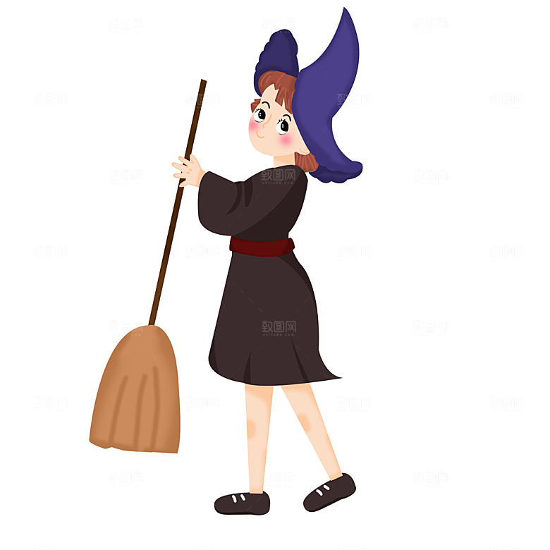 扫帚女巫万圣节女巫