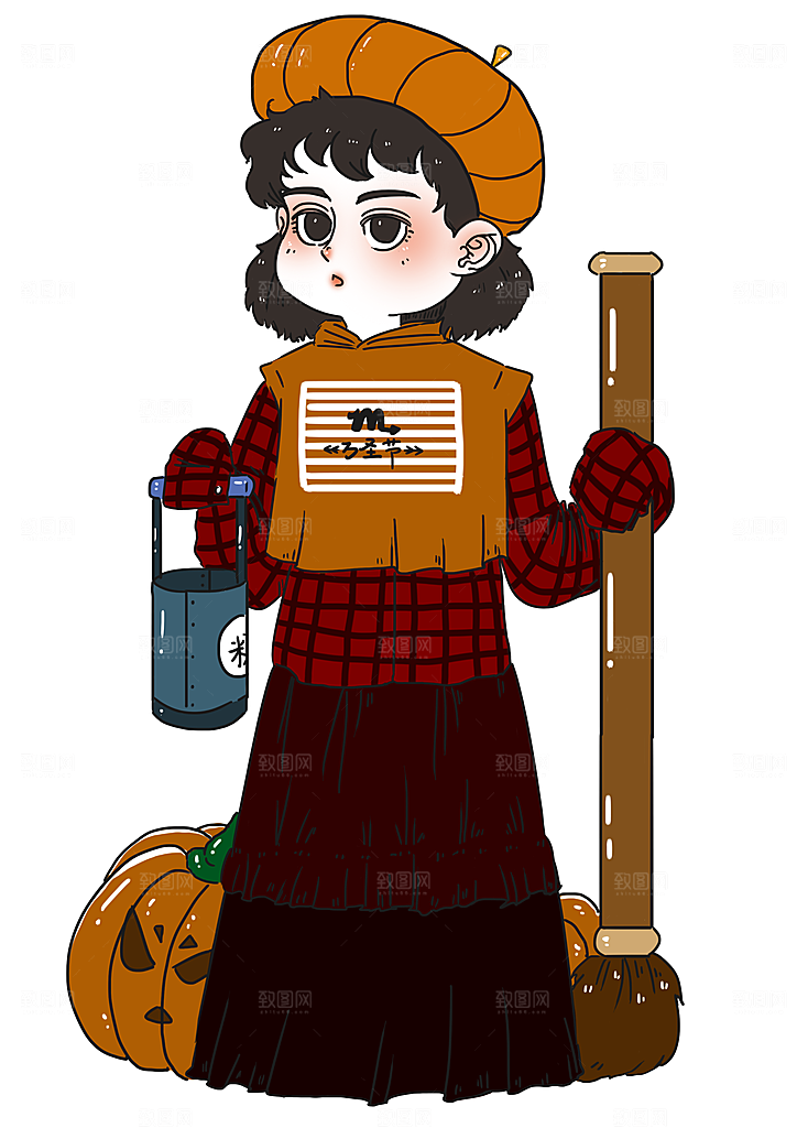扫帚女巫万圣节女巫