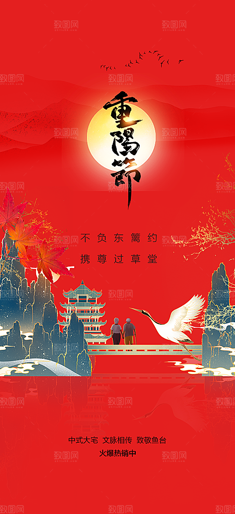 重阳节敬老爱老宣传活动海报