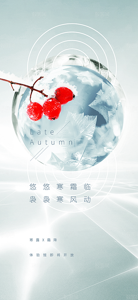 简约霜降节气海报