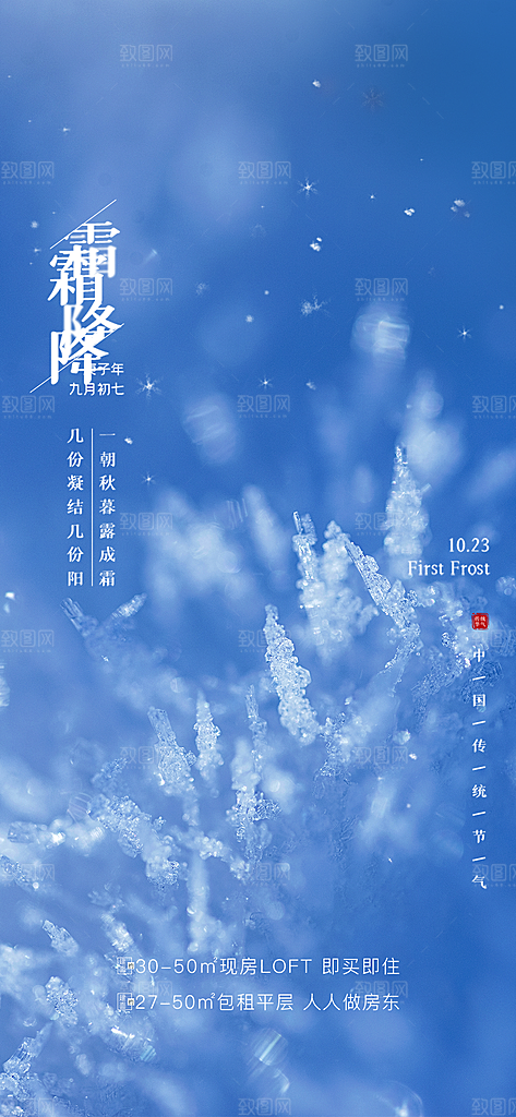 霜降节气霜降海报