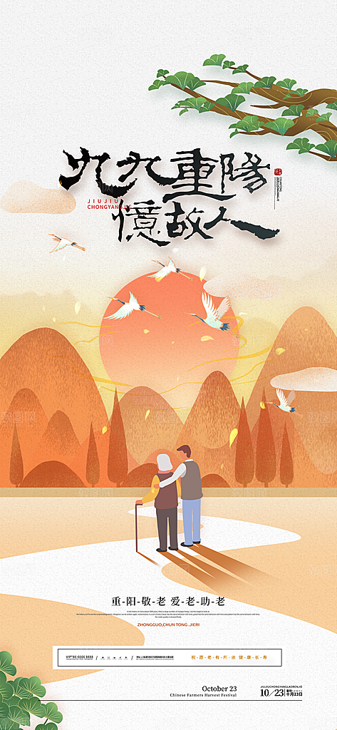 传统节日重阳节敬老宣传海报